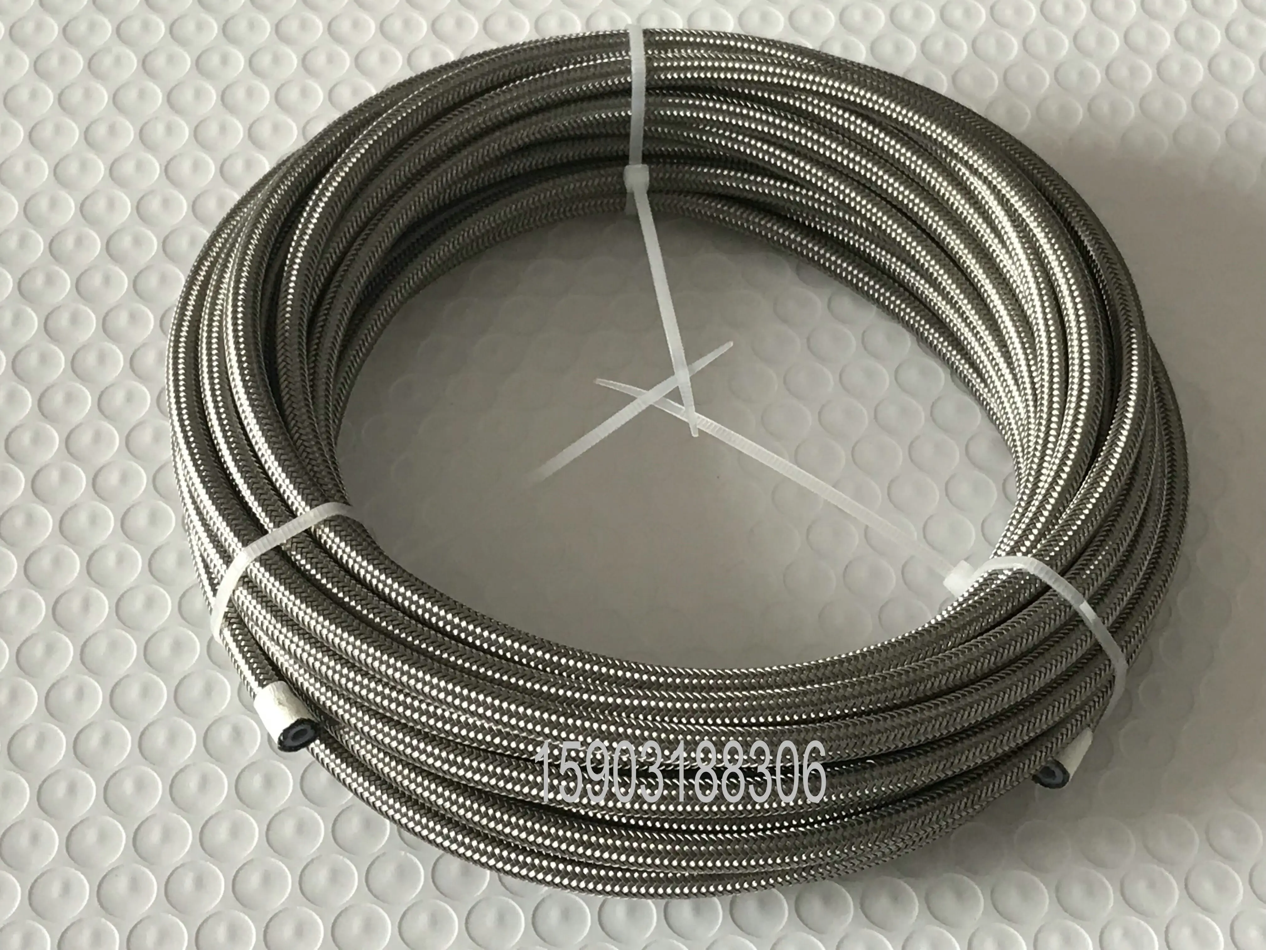 AN3 3AN Double Stainless Steel Braided PTFE Lined Brake Hose Line Car Motorcycle Hydraulic Brake Fuel Line Hose 10M