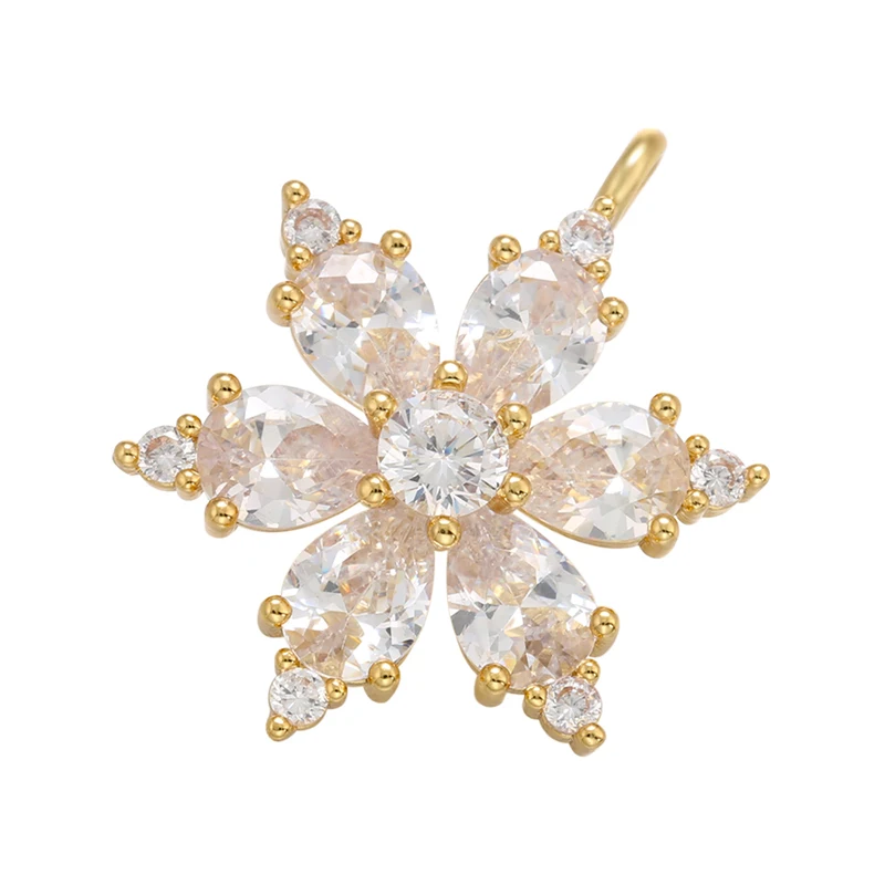 ZHUKOU gold color Crystal Snowflake charms for Handmade Earrings Necklace Jewelry Accessories Supplies Wholesale VD1021