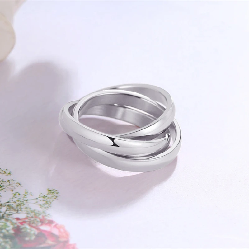 New Triple Interlocked Engagement Rings for Women Stainless Steel Three-in-one Promise Gift for Her Valentines Day