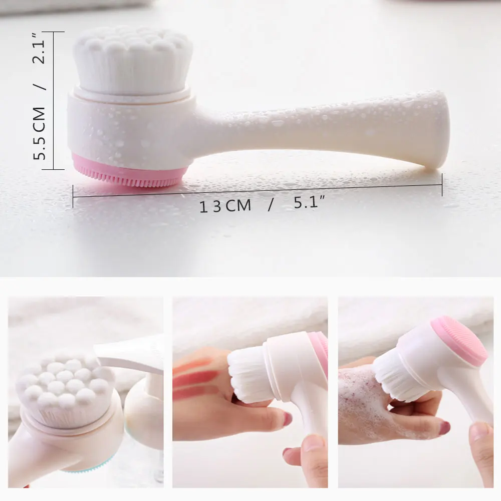 Double Side 3D Silicone Facial Cleansing Brush Portable Skin Cleaner Face Cleaning Massage Tool Face Brush  Beauty Tools