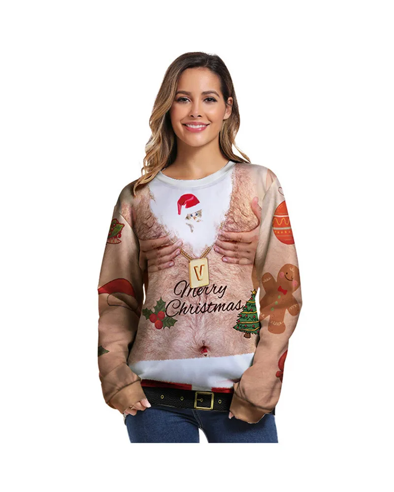 Ugly Christmas Sweater Pullover Sweaters Jumpers Tops 2020 Men Women Crewneck Long Sleeve Hoody Tops Spoof 3D Print Clothes