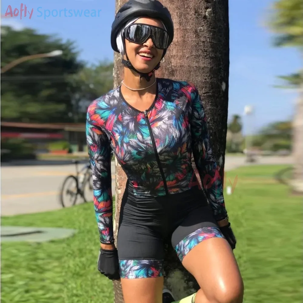 Kafitt Bicycle Jumpsuit Ladies Summer Triathlon Long Sleeve Mountain Bike Set Macaquinho Ciclismo Feminino