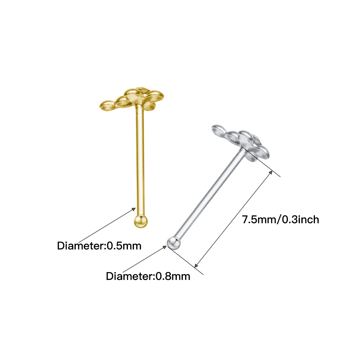 36Pcs 925 Sterling Silver Cross Shape Unisex Nose Piercing Nose Stud Pin Body Jewelry Piercing Nariz