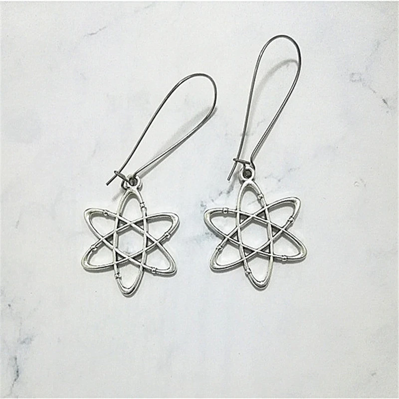 Atomic Earrings, Antique Silver Color Kidney Wires, 3D Graduation Jewelry, Creative Graduation Gift, Sicence Lover Gift