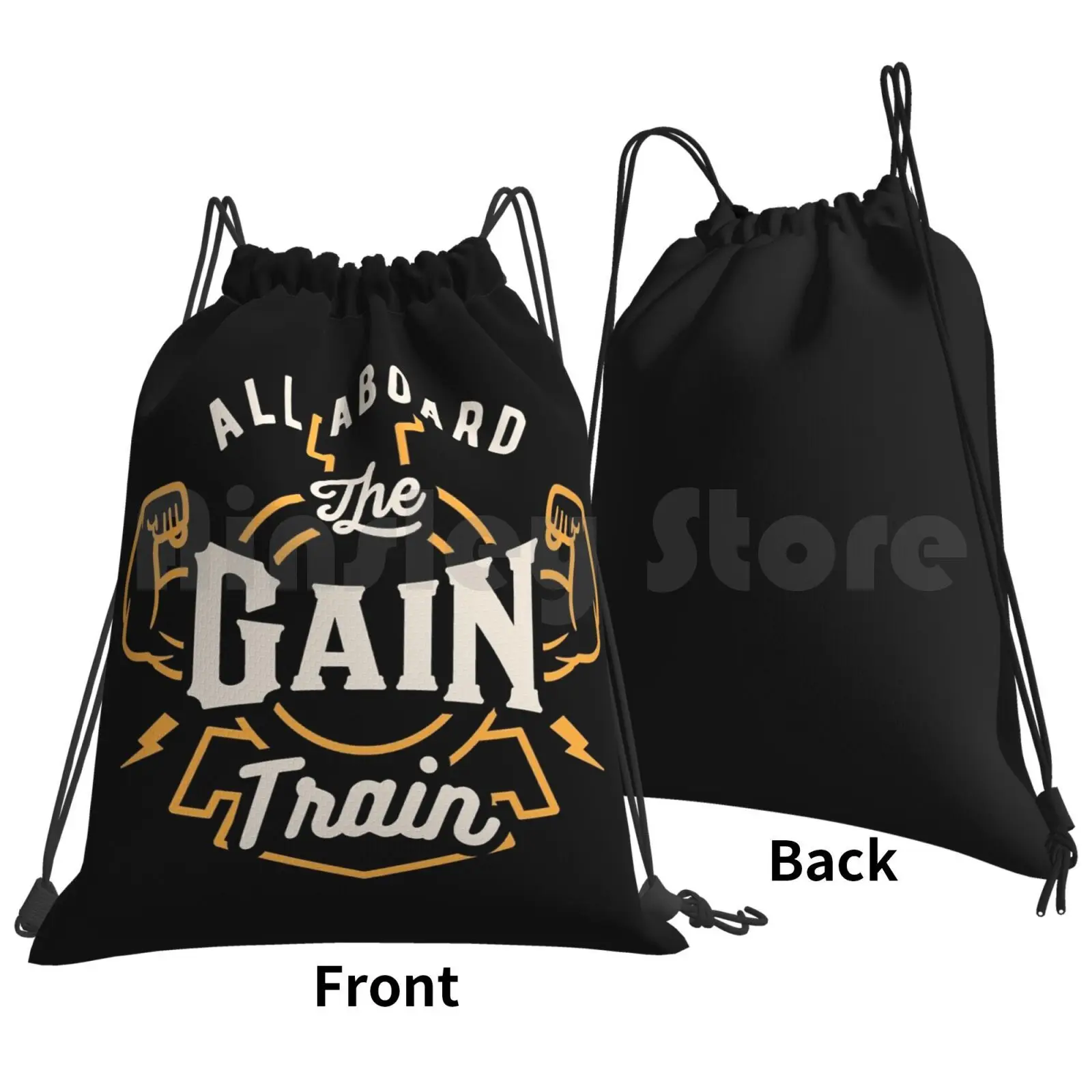 All Aboard The Gain Train Backpack Drawstring Bag Riding Climbing Gym Bag Gains Gainz Gain Train Train All Aboard Muscle