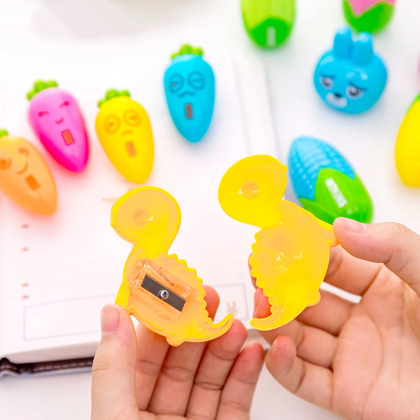 1pc creative cartoon lovely carrot corn small dinosaur student pencil sharpener school office supply stationery gift for kid