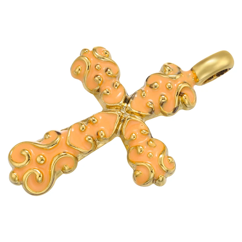 ZHUKOU gold color NEW Cross Enamel Pendant Drop Oil Pendant for Women DIY Handmade Necklace Jewelry Accessories Wholesale VD1048
