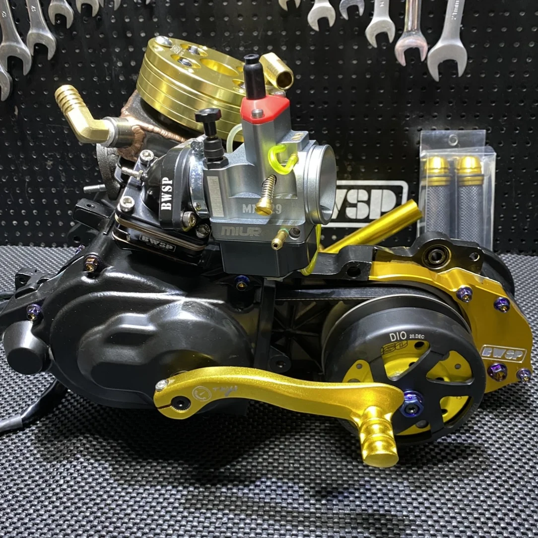 Engine 130cc Dio50 Af18 Water Cooling Black Gold Jiso L/c 55mm Cylinder Kit 53.4mm Crankshaft 96mm Variator Miura Carb 29mm