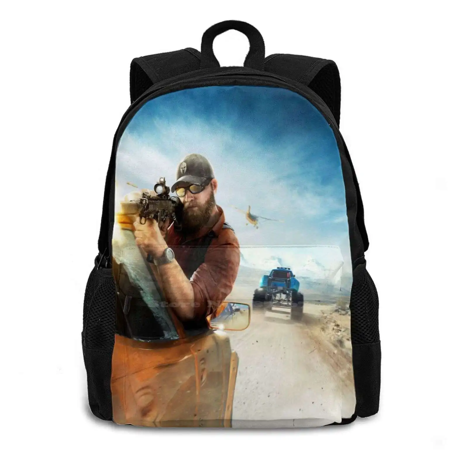 ; S Pattern Design Bag Student'S Backpack Videogame Video Game Ghost Recon Weapon Guns Car Ammo Fire Plane Cup Case Postert