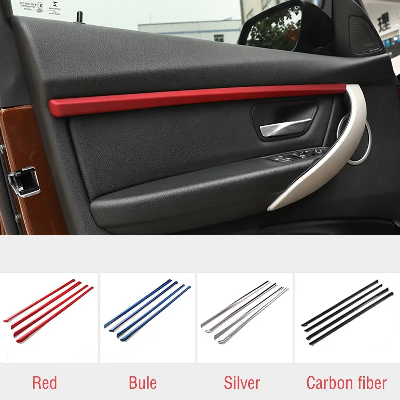 For BMW 3 Series 3GT F30 F31 13-18 4PC Car Inner Door Strip Trim Auto Interior Accessories