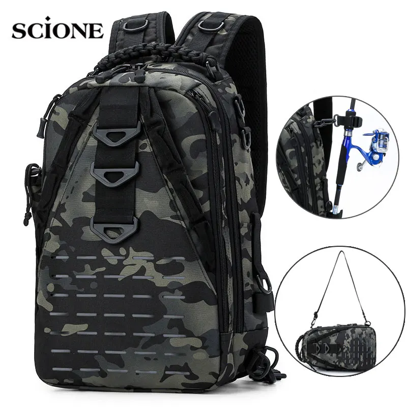 

Men Chest Fishing Bag Camping Backpack Tactical Shoulder Sling Bags Travel Molle Outdoor Hiking Bag Climbing Hunting Laser Bag