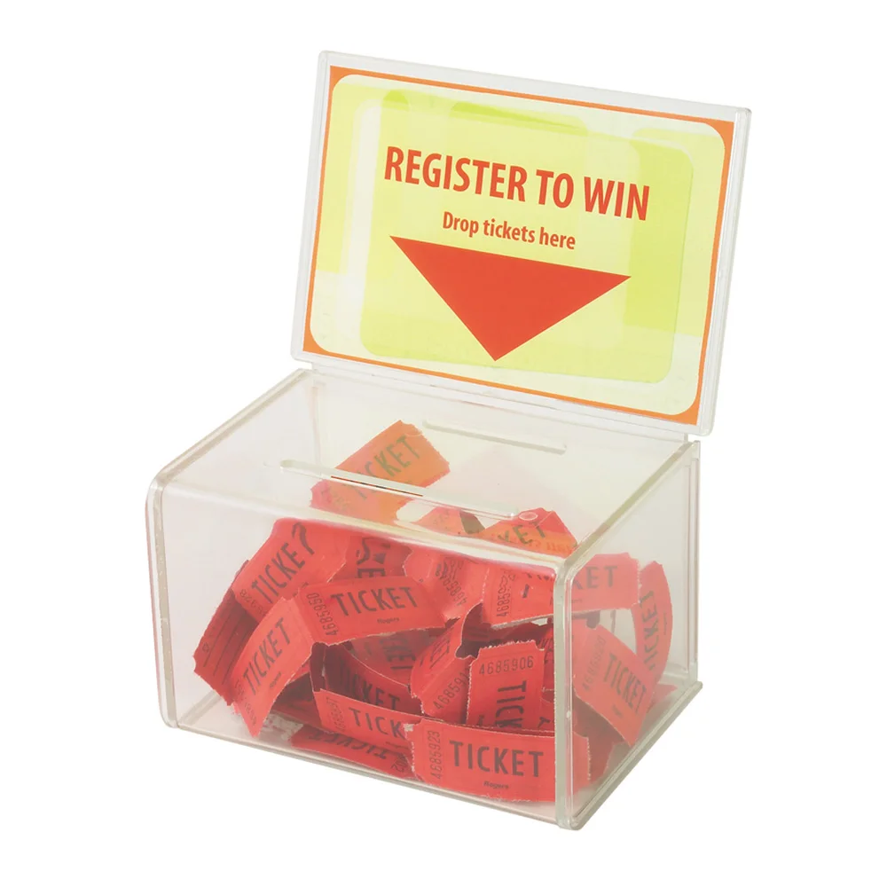 Counter Acrylic Perspex Entry Collection Box,Perspex Raffle Box for Church,Non-Worldwide Group without Keylock