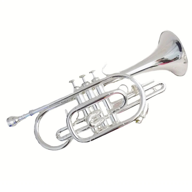 

Bb Brass Cornet Trumpet Instrument Silver plated with Case and mouthpiece Musical instruments