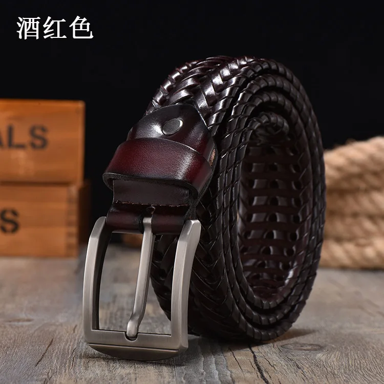 New Braided Belt for Men's Woven Belt Luxury Genuine Leather Cow Straps Hand Knitted Designer Men for Jeans Girdle Male Belts G3