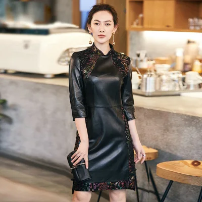 Top brand Genuine New Fashion Sheep Leather Trench H25  high quality