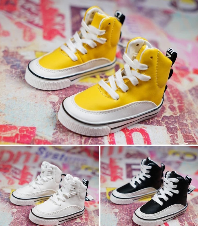 G10-X58 children toy BJD/SD 1/3 1/4 Uncle  doll's props Accessoriess High-top low-top casual shoes  yellow black white 1 pair