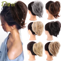 DIFEI Short Straight Messy Synthetic Hairpieces for Women Hair Bun Elastic Rubber Band Chignon Updo Donut Wrap On Ponytail