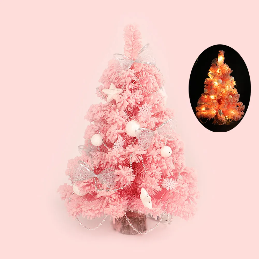 Hot! Pink LED Merry ChristmasTree Bedroom Desk Decoration Toy Doll Gift Office Home Children Christmas Decorations for Home