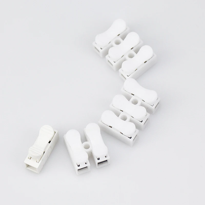 Conector rápido de Cable de resorte de CH-2, terminales de crimpado eléctrico, abrazadera de Cable de empalme de bloque, tira Led de ajuste fácil, 10 unids/lote