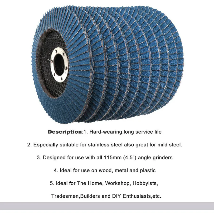 Disco abrasivo de rueda de pulido, accesorio para herramienta abrasiva para pulir y moler, espesamiento, 4,5 pulgadas, 115mm, 40 #60 #80 #120 #