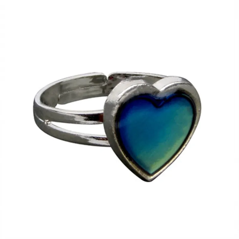 Trendy Love Heart Mood Ring  Adjustable Emotion Feeling Changeable Colour Temperature Ring Jewelry For Kids Birthday Wholesale