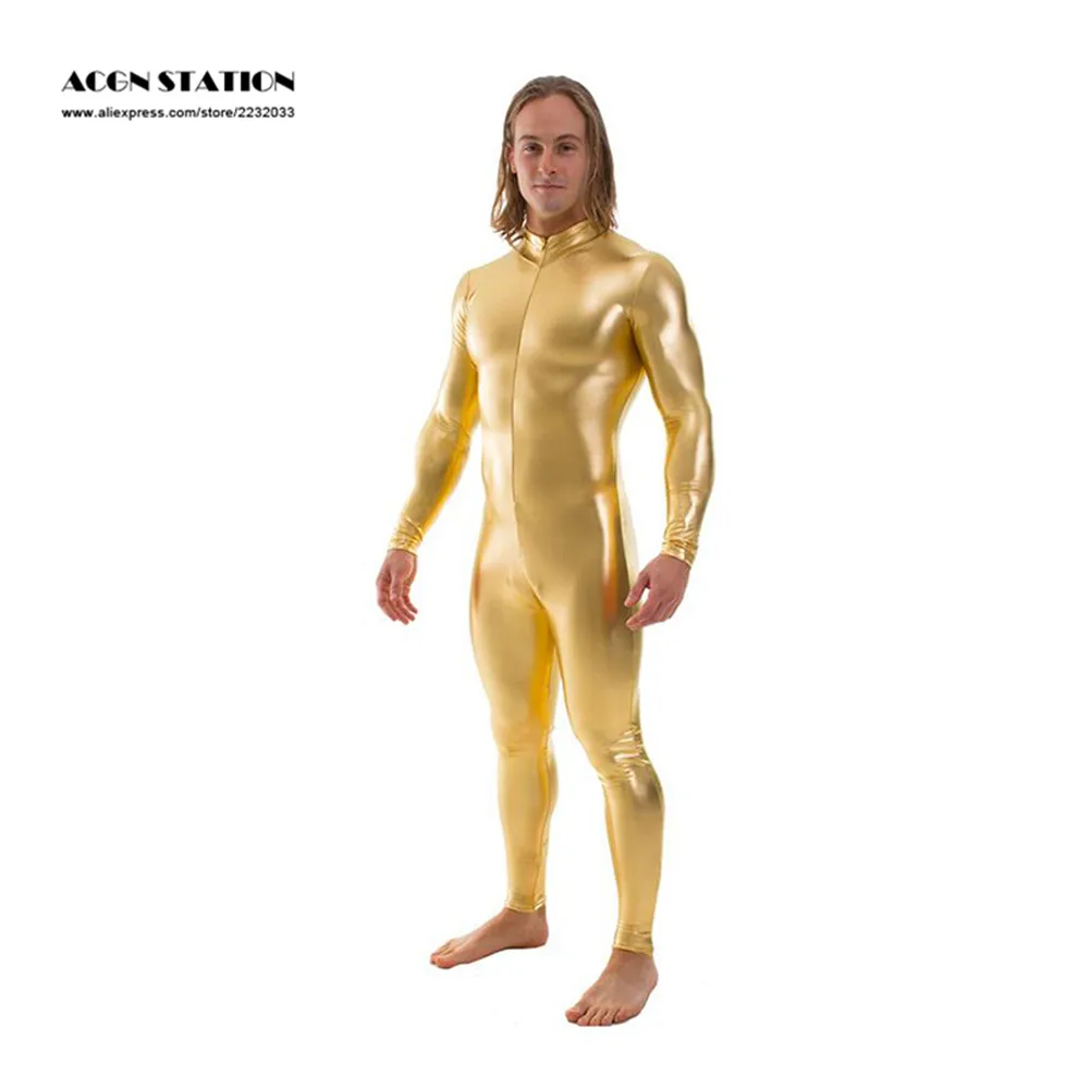 Customเป้าซิปเงาไลคร่าSpandexเงาสีม่วงผู้หญิงUnitard Catsuits Metallicเท้าZipper Zentai Bodysuit