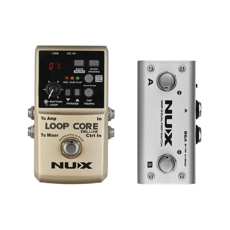 Nux Loop Core Deluxe Effect Pedal Looper Pedalboard Recording Electric Guitar Processor 8H 40 Drum True Bypass Loop Compressor