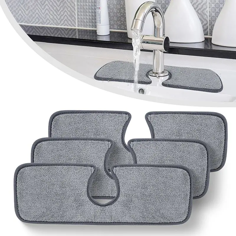 Kitchen Faucet Absorbent Mat Sink Splash Guard Microfiber Faucet Splash Catcher Water Drying Pads for Kitchen Bathroom