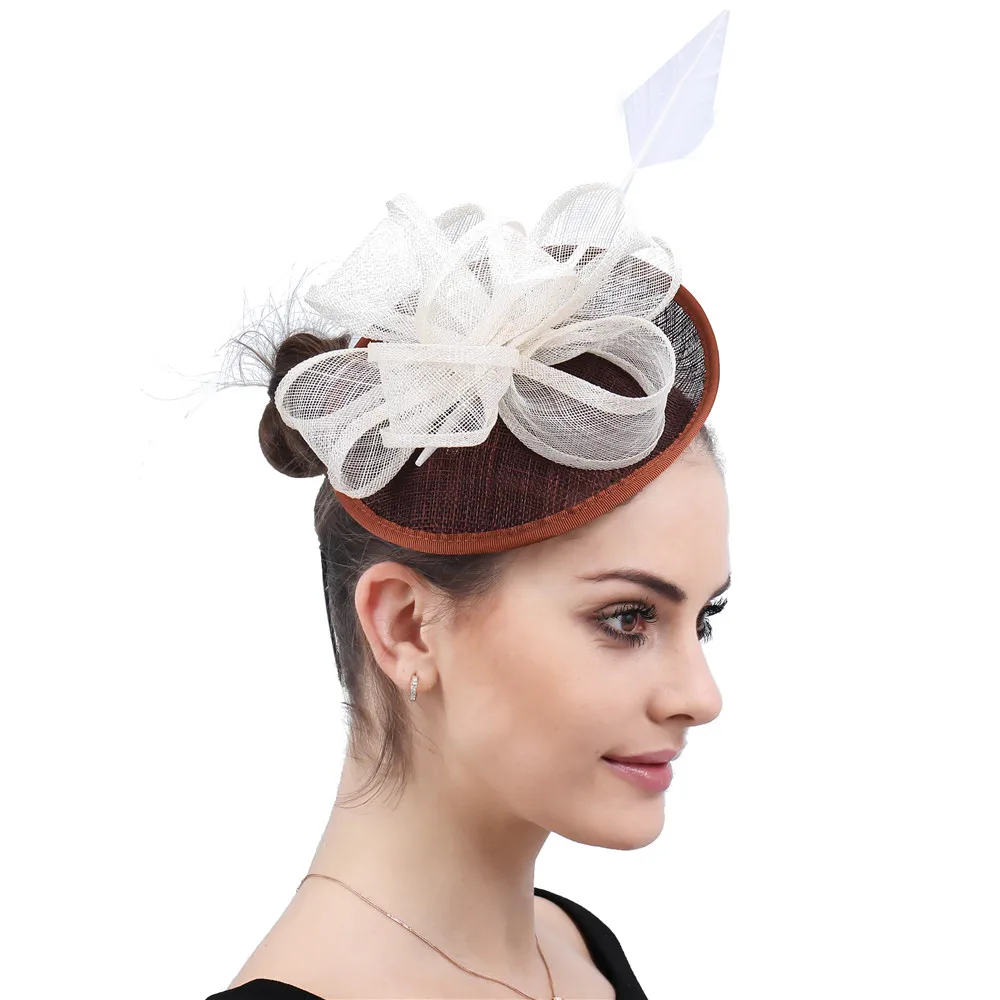 

Gorgeous Ladies Wedding Facinator Hats Hairpin Sinamay Fashion Headwear For Formal Dress Church Cocktail Hair Accessories