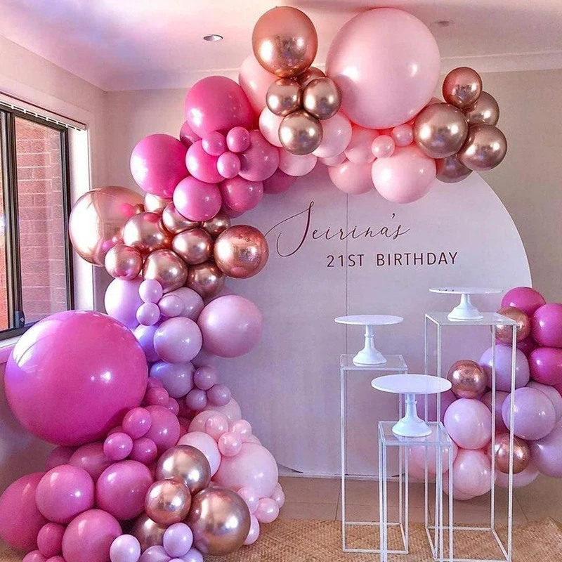 126 teile/satz Rose Chrom Metallic Ballon Girlande Bogen Kit Geburtstag Hochzeit Anni versa ire Dekoration Baby Dusche Ballon Bogen Kit