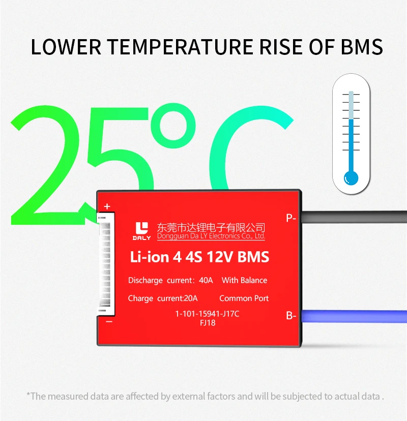 DALY 3S-24S BMS 15A tot 200A-beschermingskaart met balansdraad en temperatuursensor voor lithiumbatterij (Li-ion 13S 48V,60A