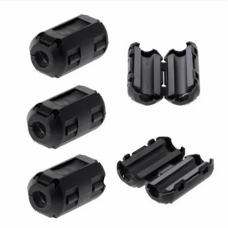 

5 Pcs 3.5/5/7/9/11/13mm Clip-On Ferrite Ring Core Noise Suppressor For EMI RFI Clip Cable Active Components Filters