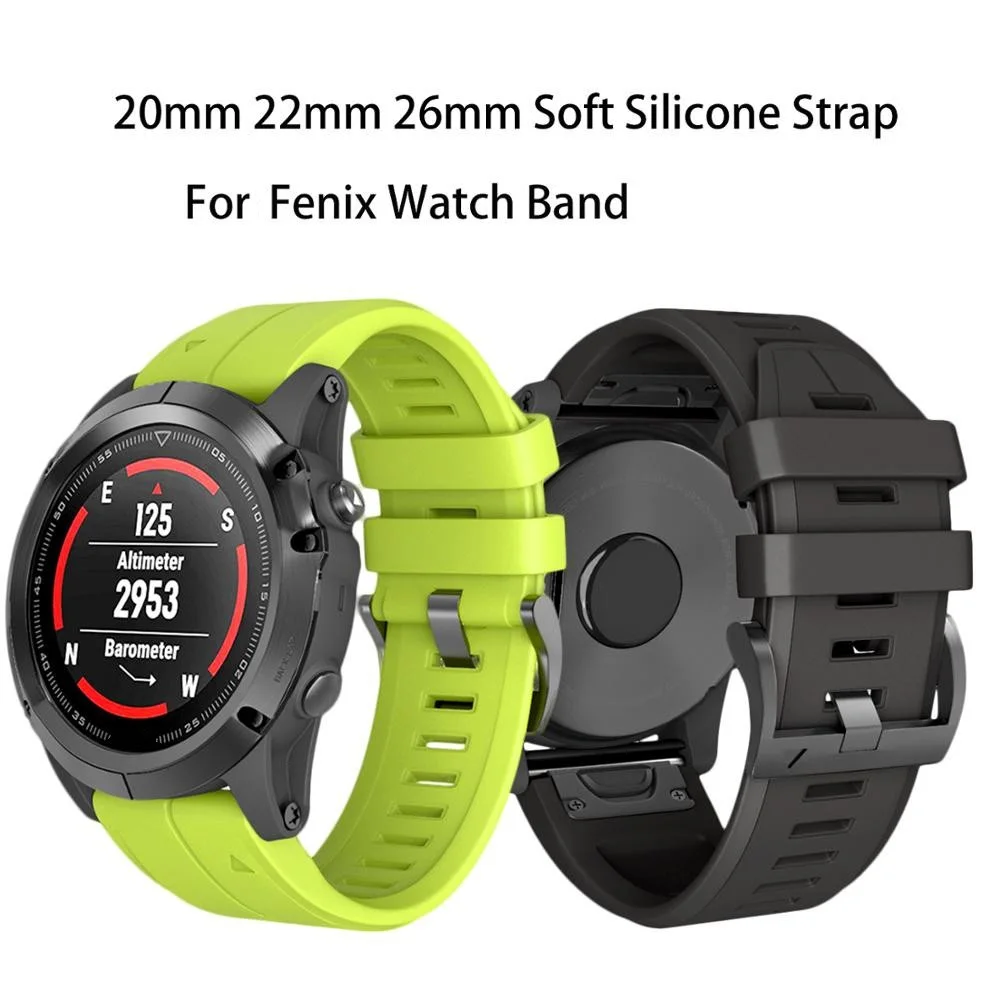 ANBEST for Fenix 6X/6X Pro/Fenix 5X/5X Plus/Fenix 5S/5S Plus/3/3HR 20mm 22mm 26mm Silicone Quick Release Watchband Smartwatches
