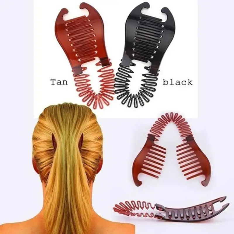 Interlocking Combs Hairclip French Side Combs Holder Vintage Style Bendable Plastic Updo Hair Clip Elastics Ties Hairdo Comb