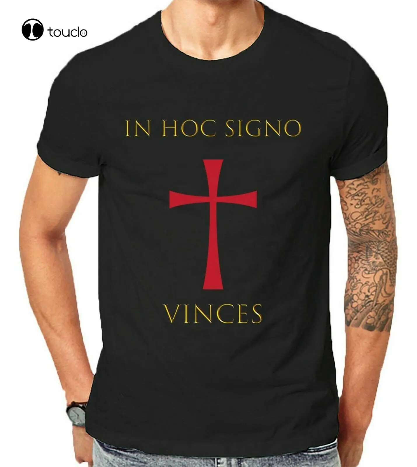 Knights Templar Christian Hoc Signo Vinces Religious Message & Oath T-Shirt Hot