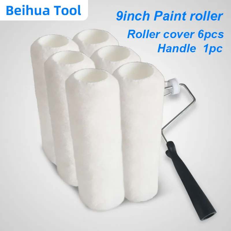 7PCS/set 9inch Paint Roller Brush for Wall Decoration Paint kit US Polyester Nap 10mm Interior Painting Tools Painting Handle