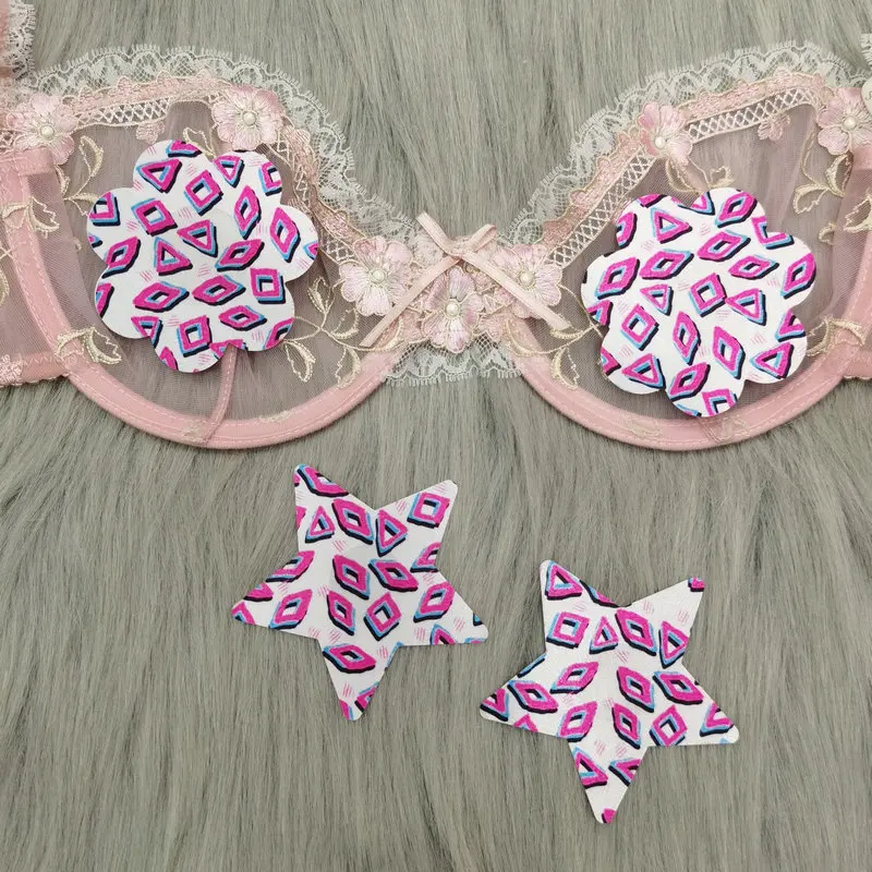 

10 Pcs / Lot women Summer Dress Breast Petals Tops Self Adhesive Nipples Covers Ultra-thin Invisible Printed Nipples Sticker