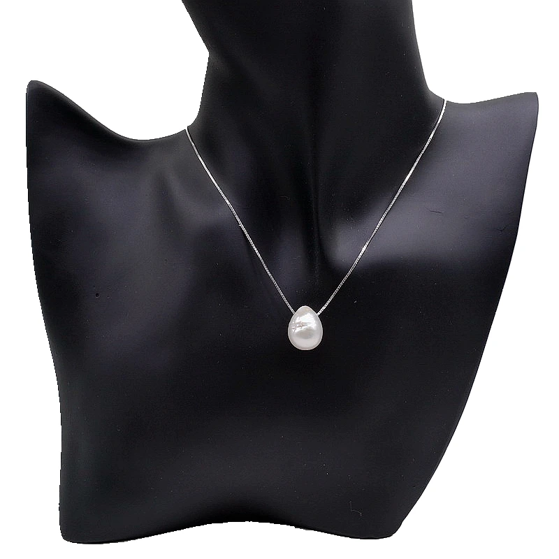 Women\'s Pendant Necklace Natural Freshwater Pearl Silver Necklace 11-12mm White Baroque Water Drop Pendant Necklace for Girls