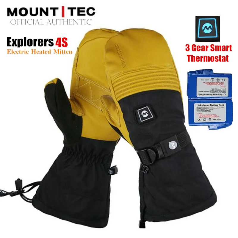 

MOUNTITEC Explorers 4S Electric Heated Gloves Li-Battery Self Heating Touch Screen Goatskin Skiing Gloves Riding Mittens Guantes