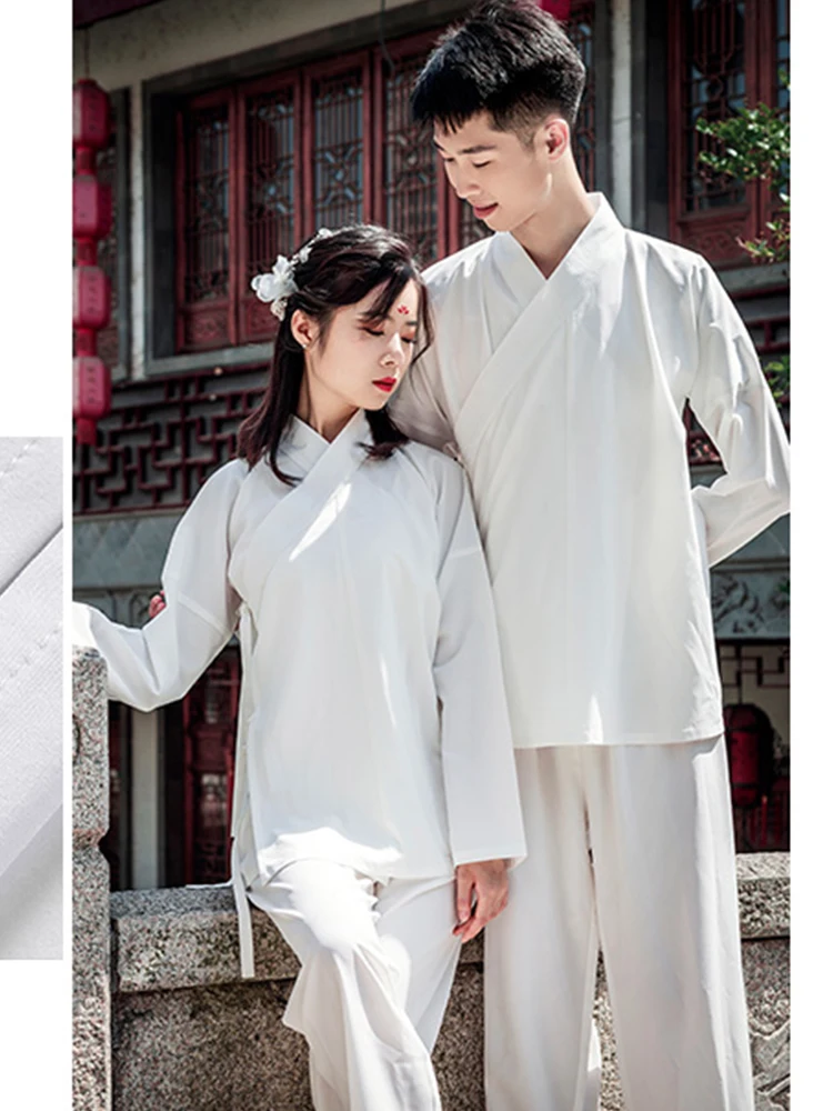 Couples Matching Hanfu Sleepwear Chinese Men Women Pyjama Set Tops And Pants Womans Two Piece Suits Unisex Clothing For Adult