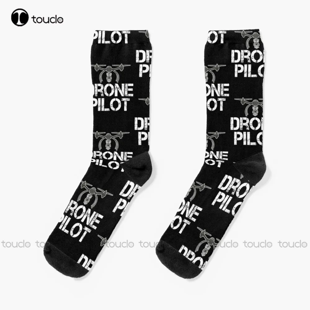 Cute Drone Pilot Funny Drone Lovers Socks Graphic Socks Personalized Custom Unisex Adult Teen Youth Socks 360° Digital Printing