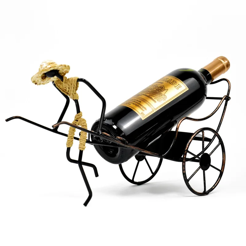 Nostalgic Style Rickshaws Wine Rack Retro Iron Art Wine Bottle Holder Display Rack Shelf Home Bar Desktop Furnishing Decoration