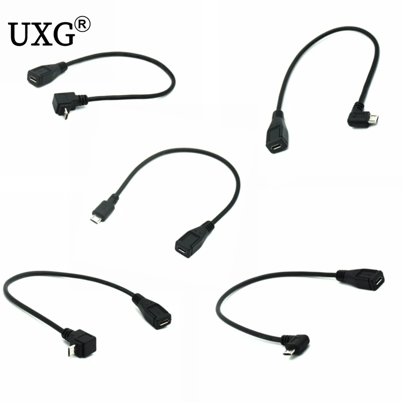 

Micro USB 2.0 5Pin Male to Female M to F Extension connector Adapter Long plug Connector 90 Degree Right & Left Angled