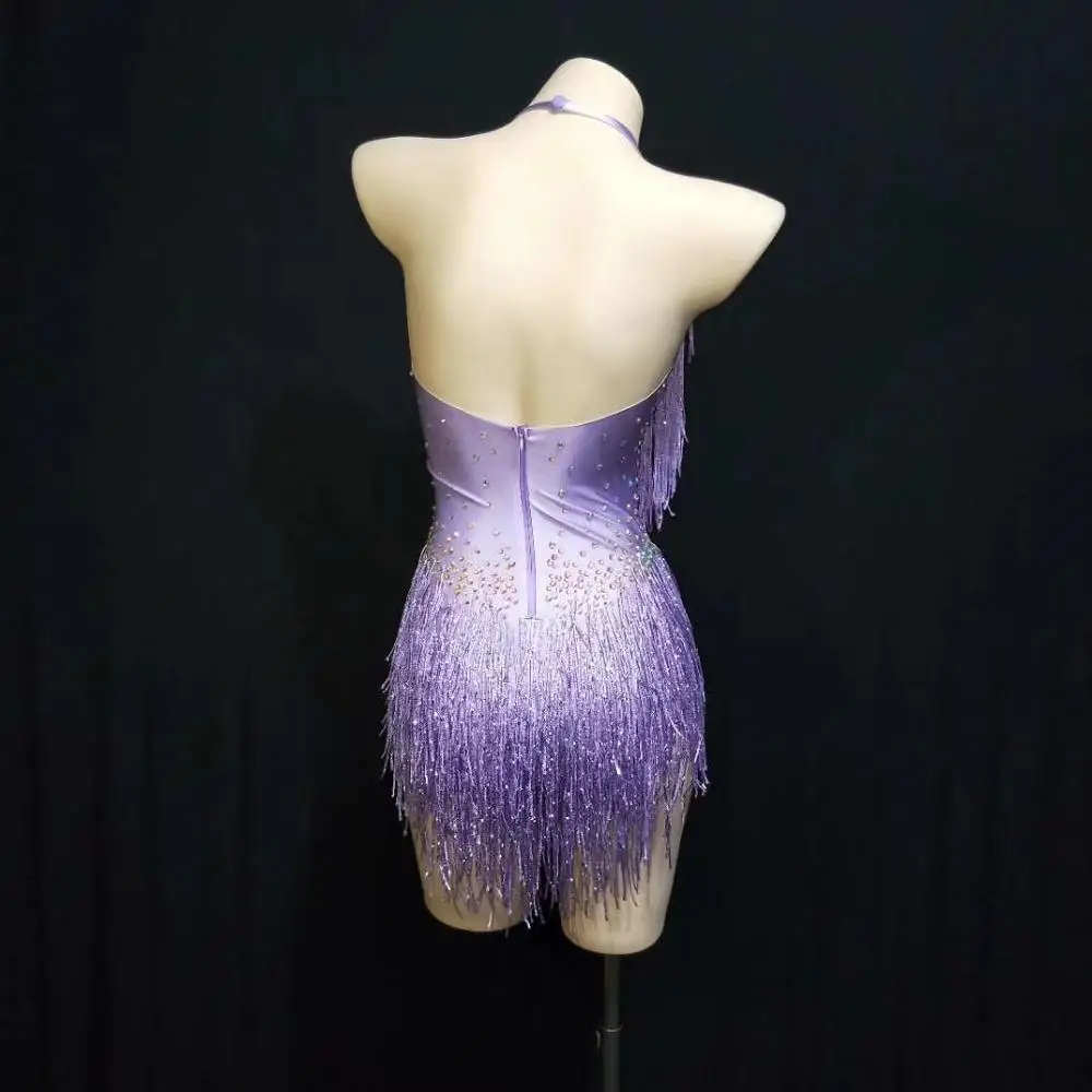 Borla strass estágio bodysuit sexy elástico latina dança macacões feminino discoteca dj performance wear trajes acrobáticos