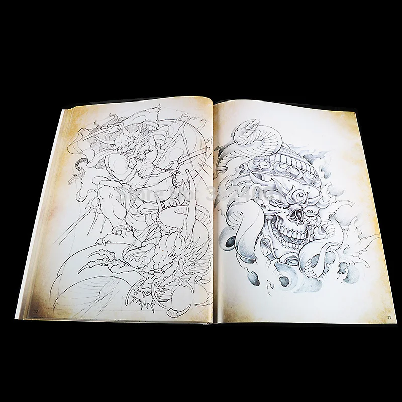 Nieuwste-Japanse Traditionele-Top-Tattoo-Flash-Boek-Boeddha-Ganesh-Koi-hannya A4 43 Pagina 'S