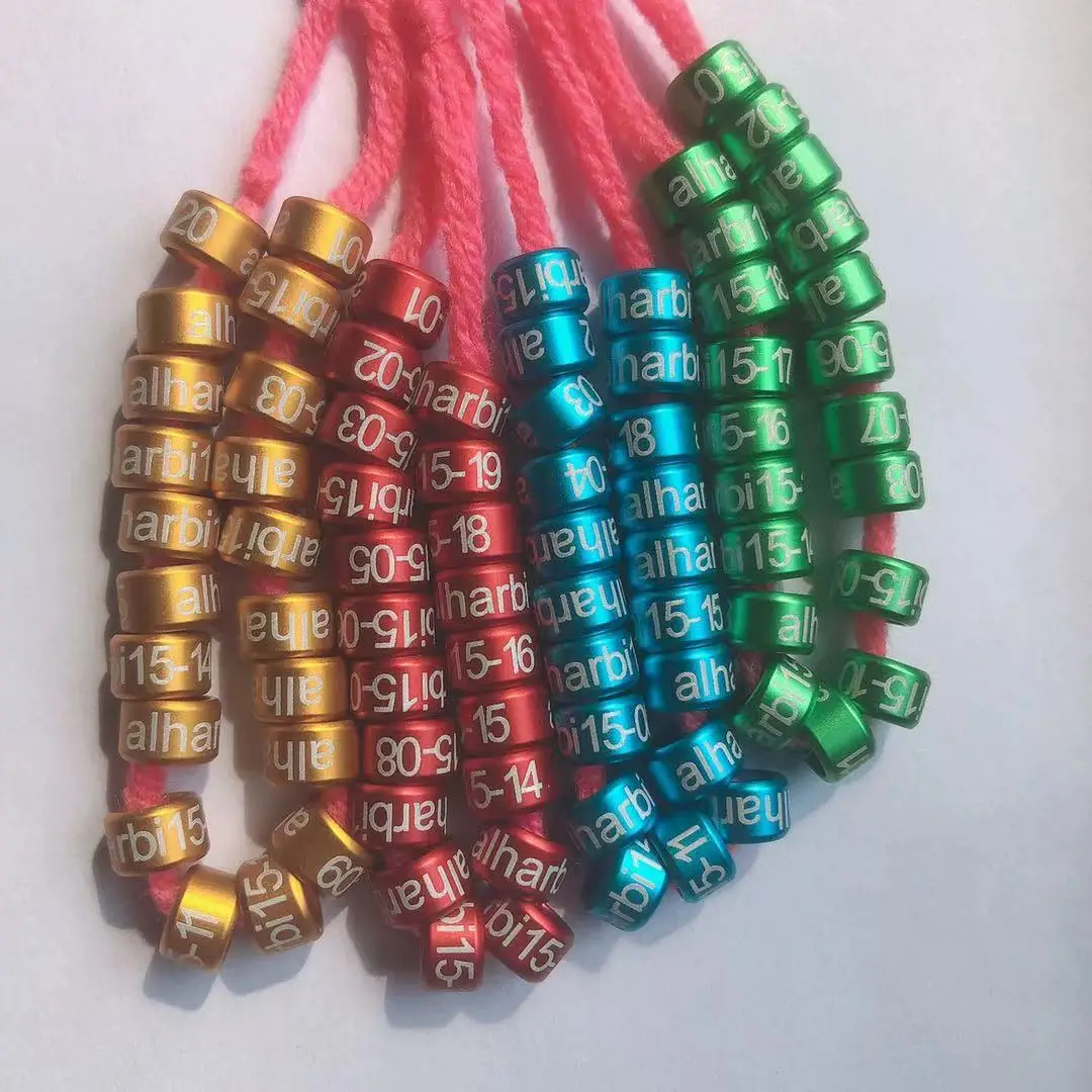Wholesale inner 7/8/9/10/11/12mm for Dove Pigeon Chicken Parrot aluminum Leg Strong Rings customize aluminum necklace