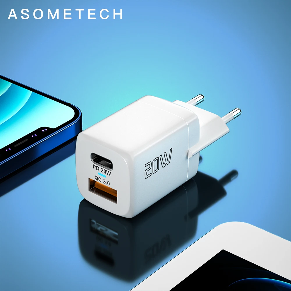 Mini carregador de telefone porta dupla tipo c carregador rápido 20w usb c carregador ue carga rápida para iphone 12 max ipad huawei xiaomi samsung