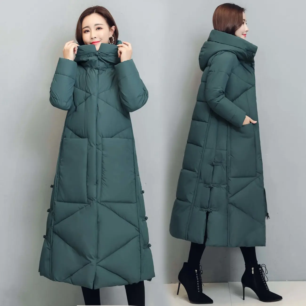 Inverno longo casaco feminino 2024 moda novo engrossar algodão acolchoado quente neve outerwear solto feminino à prova de vento com capuz jaqueta parkas