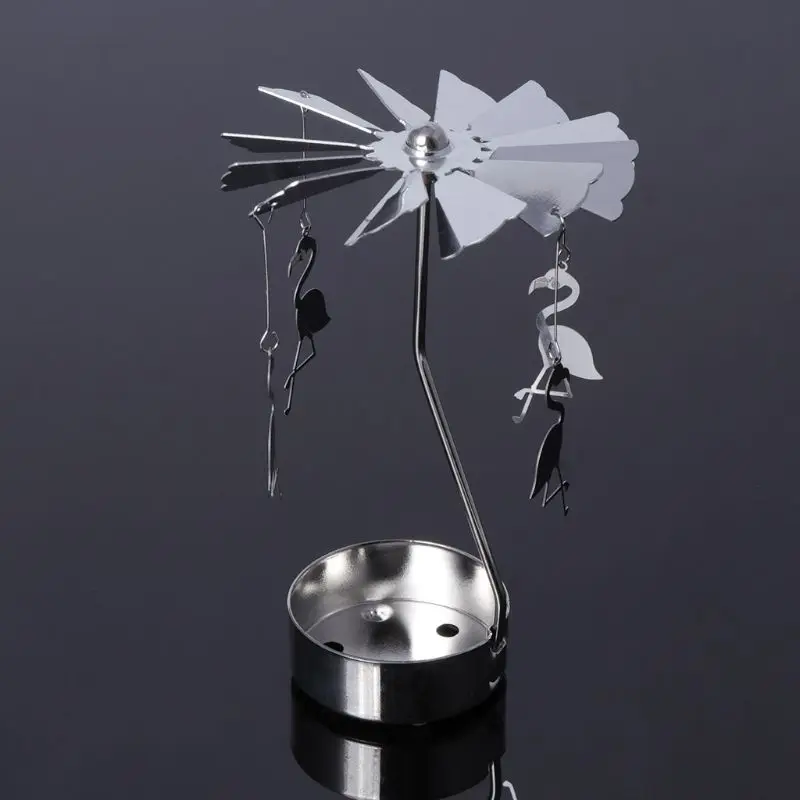 Fairy Tale Rotary Spinning Tealight Candle Metal Tea Light Holder Carousel Romantic Rotation Candlestick Home Decor Art Gift