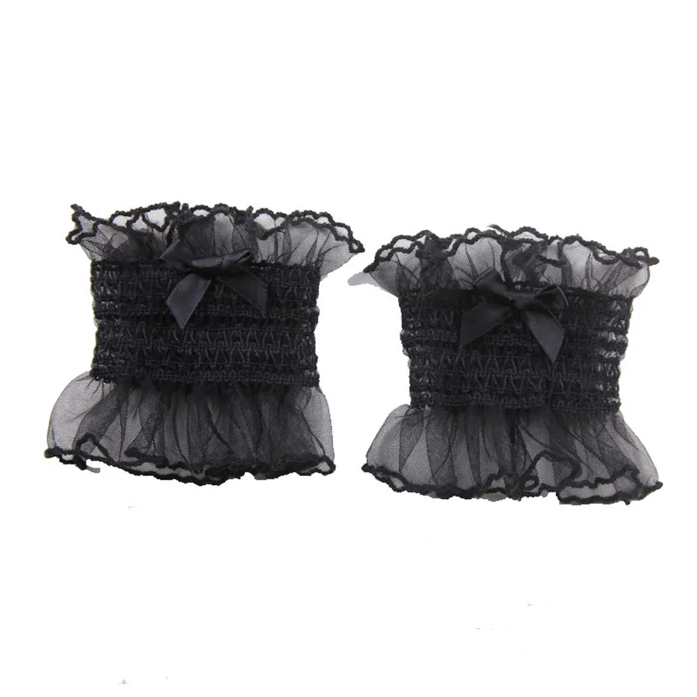 Sweet Lolita polsini da polso a mano guanti in pizzo con fiocco Cosplay Girl Party maniche a mano